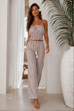 Load image into Gallery viewer, Praire Top & Pants / Brown-White Strip