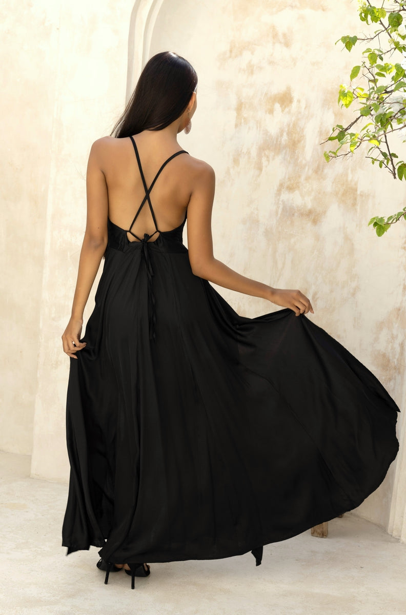 Maya Dress - Satin/Black ZADA DESIGN Maya Dress - Satin/Black ZADA DESIGN
