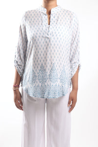 Lily Shirt/India Teal White