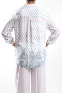 Lily Shirt/India Teal White
