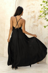 Maya Dress - Satin/Black