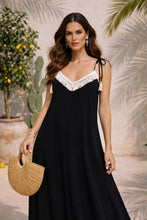 Load image into Gallery viewer, Parisian Dress Tassels/Rayon Voil/Black
