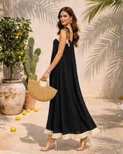 Load image into Gallery viewer, Parisian Dress Tassels/Rayon Voil/Black

