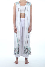 Load image into Gallery viewer, Long Vest Jacket/White Feather
