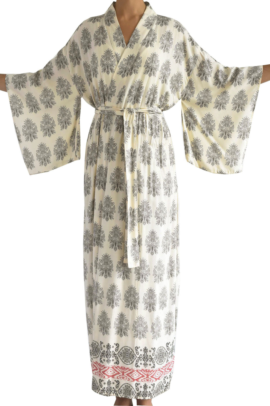 Jap Kimono Long/Cream Paisley