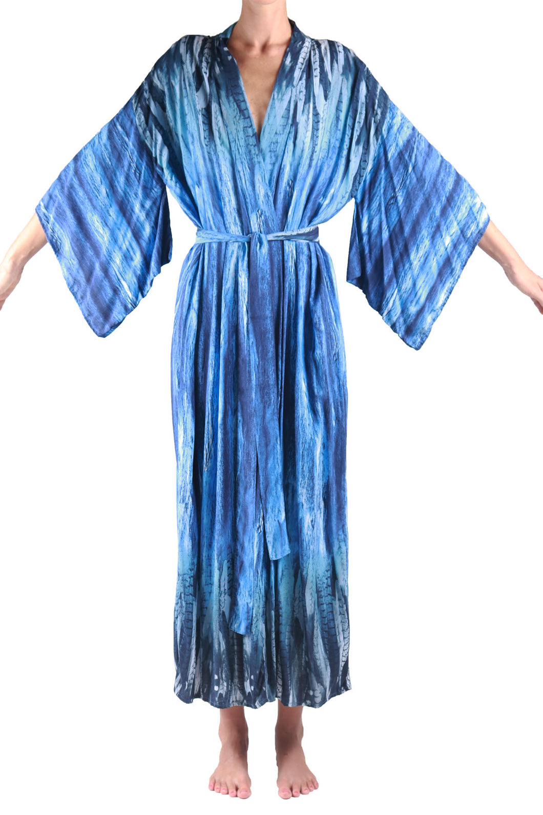 Jap Kimono Long/Blue Feather